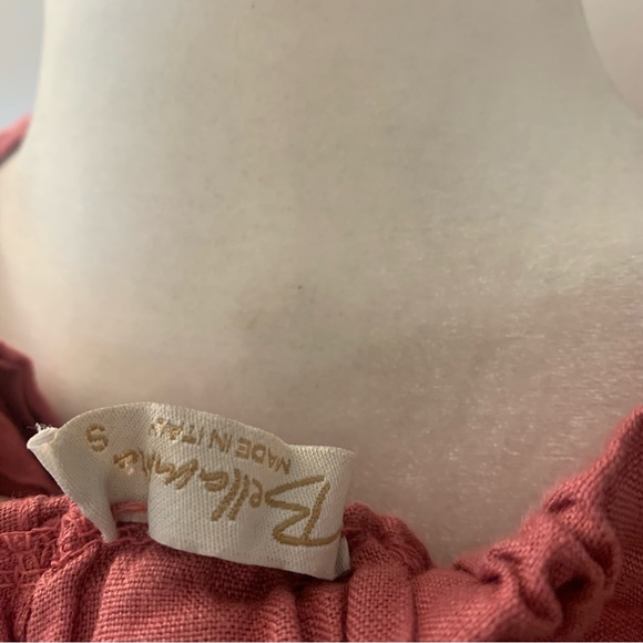 Bellambia Italy 100% Linen Ruffle Hem adjustable Neck Tie Dress - Picture 2 of 10